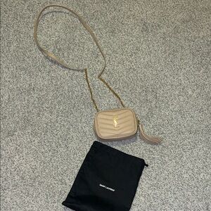 Yves Saint Laurent Taupe Quilted Crossbody Bag